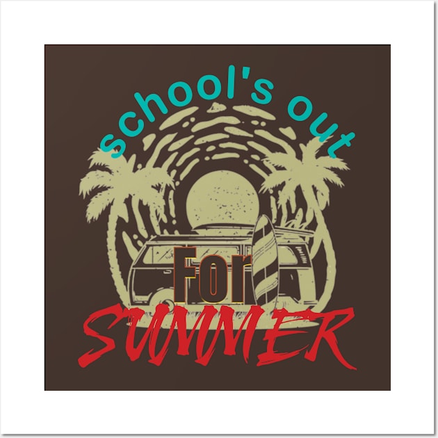 cute retro last day of school school's out for summer teacher Wall Art by TeeText